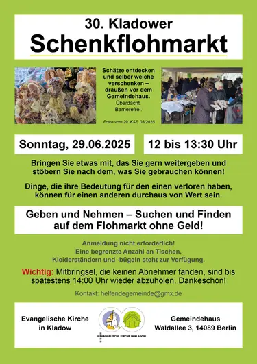Plakat 30. Kladower Schenkflohmarkt