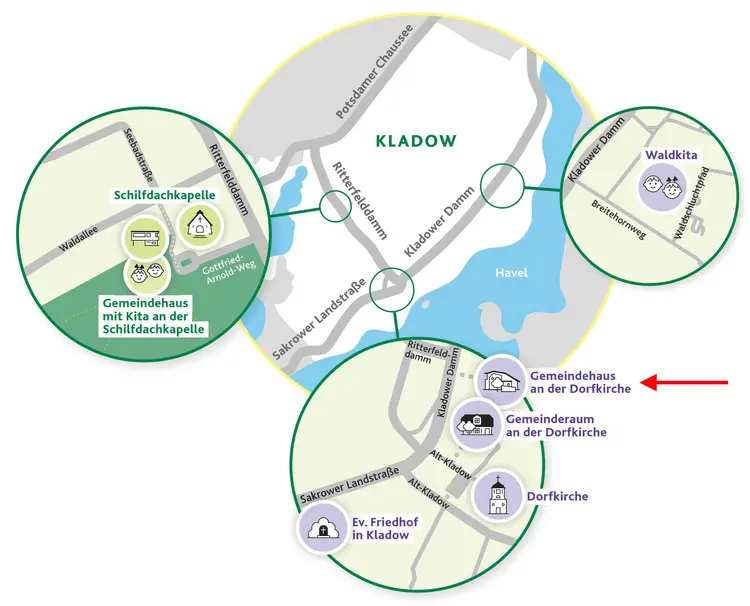 Lageplan Gemeindehaus an der Dorfkirche